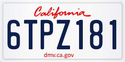 CA license plate 6TPZ181