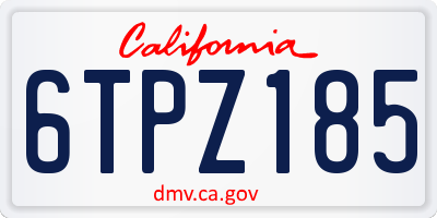 CA license plate 6TPZ185