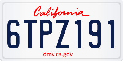 CA license plate 6TPZ191