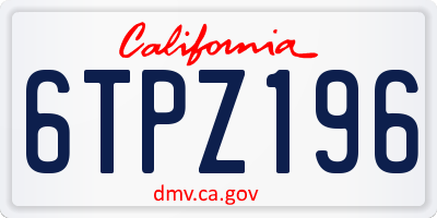 CA license plate 6TPZ196