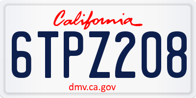 CA license plate 6TPZ208