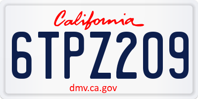 CA license plate 6TPZ209