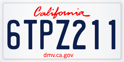 CA license plate 6TPZ211