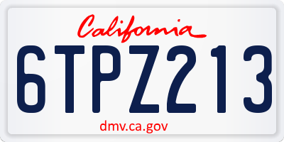 CA license plate 6TPZ213