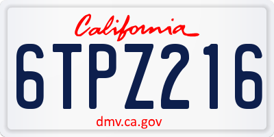 CA license plate 6TPZ216
