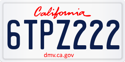 CA license plate 6TPZ222