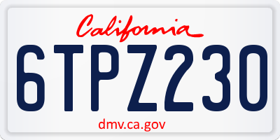 CA license plate 6TPZ230