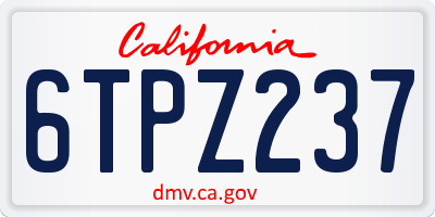 CA license plate 6TPZ237