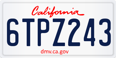 CA license plate 6TPZ243