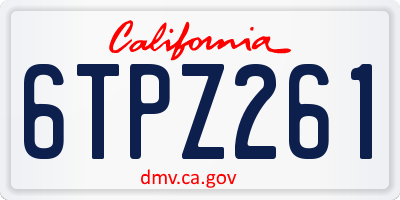 CA license plate 6TPZ261