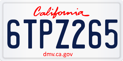 CA license plate 6TPZ265