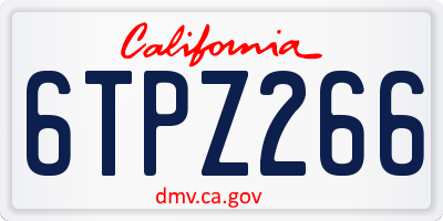 CA license plate 6TPZ266