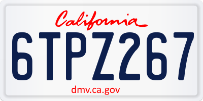 CA license plate 6TPZ267