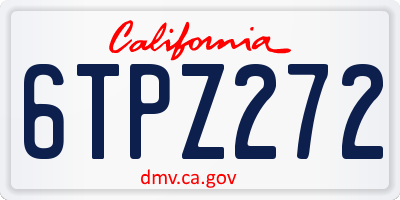 CA license plate 6TPZ272
