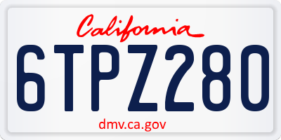 CA license plate 6TPZ280