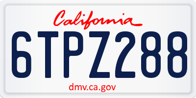 CA license plate 6TPZ288