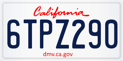 CA license plate 6TPZ290
