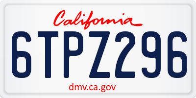 CA license plate 6TPZ296