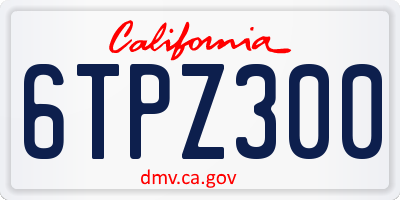 CA license plate 6TPZ300