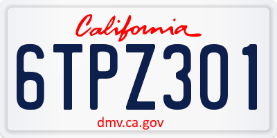 CA license plate 6TPZ301