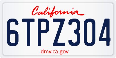 CA license plate 6TPZ304