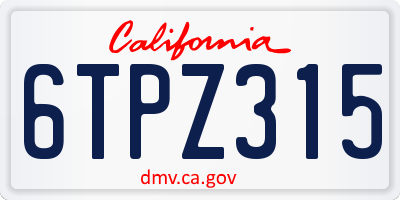 CA license plate 6TPZ315