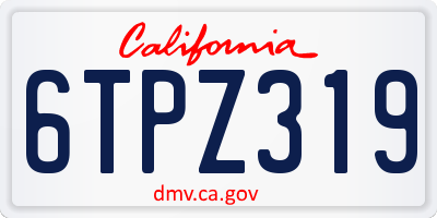 CA license plate 6TPZ319