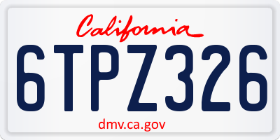 CA license plate 6TPZ326