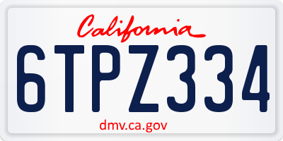 CA license plate 6TPZ334