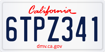 CA license plate 6TPZ341