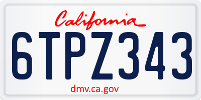 CA license plate 6TPZ343