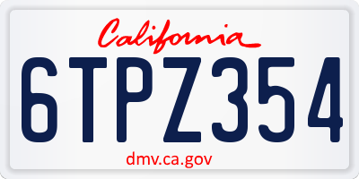 CA license plate 6TPZ354