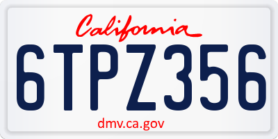 CA license plate 6TPZ356