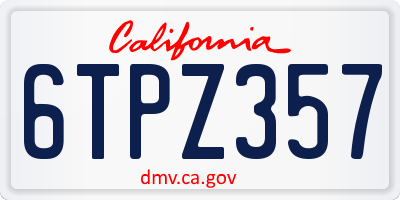 CA license plate 6TPZ357