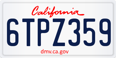 CA license plate 6TPZ359