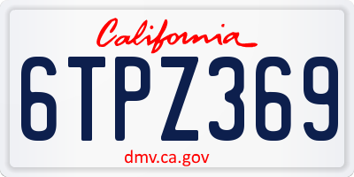 CA license plate 6TPZ369