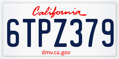 CA license plate 6TPZ379