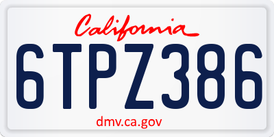 CA license plate 6TPZ386
