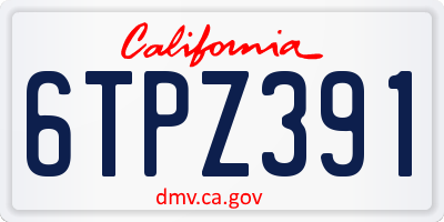 CA license plate 6TPZ391
