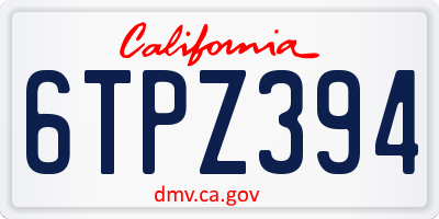 CA license plate 6TPZ394