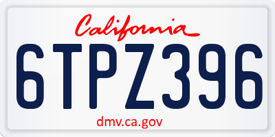 CA license plate 6TPZ396