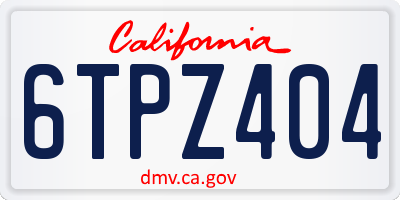 CA license plate 6TPZ404