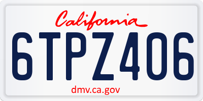 CA license plate 6TPZ406