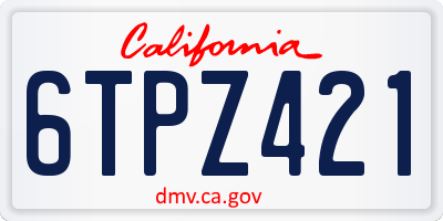 CA license plate 6TPZ421
