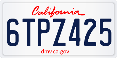 CA license plate 6TPZ425