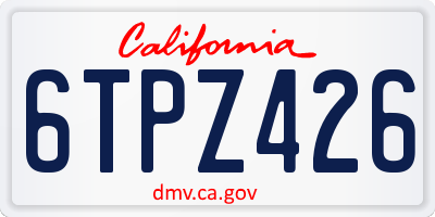 CA license plate 6TPZ426