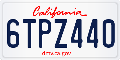 CA license plate 6TPZ440