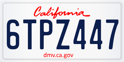 CA license plate 6TPZ447