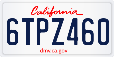 CA license plate 6TPZ460