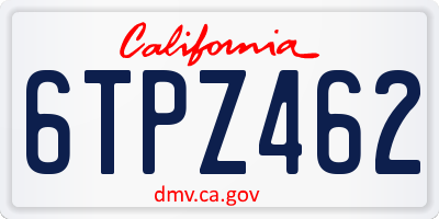 CA license plate 6TPZ462